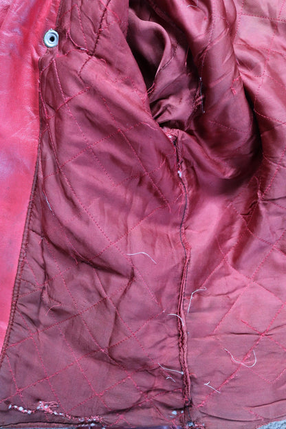 Vintage 1970s British red leather biker jacket - Highwayman - BSA motorcycle - 37” chest