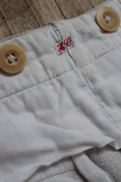 Vintage French linen trousers - 1920s wide leg pants - riviera style - 25” x 25”