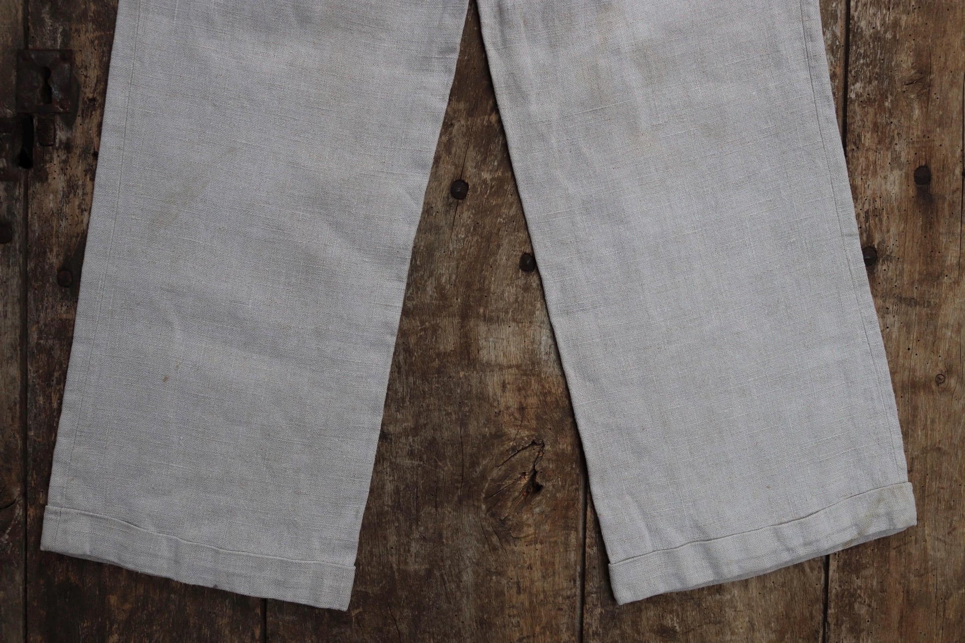 Vintage French linen trousers - 1920s wide leg pants - riviera style - 25” x 25”