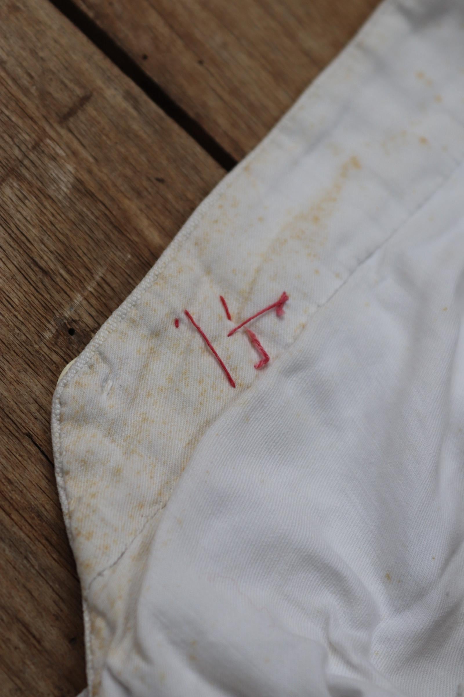 Vintage 1920s French white linen trousers - buckle back pants - 31” x 30”