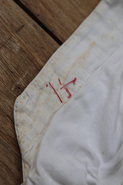 Vintage 1920s French white linen trousers - buckle back pants - 31” x 30”