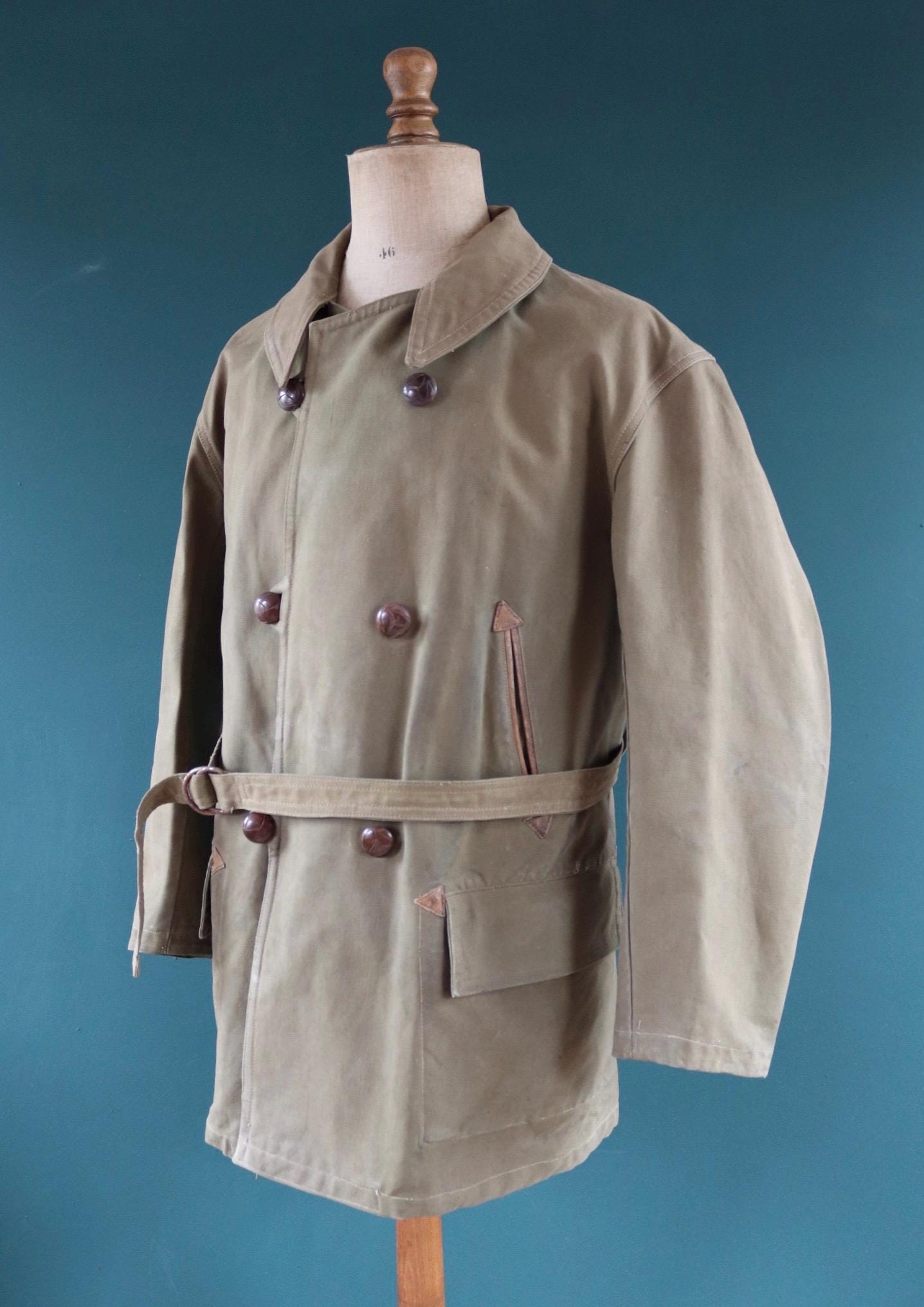 Vintage 1950s French mackinaw jacket - canvas Canadienne - barnstormer coat - 49” chest