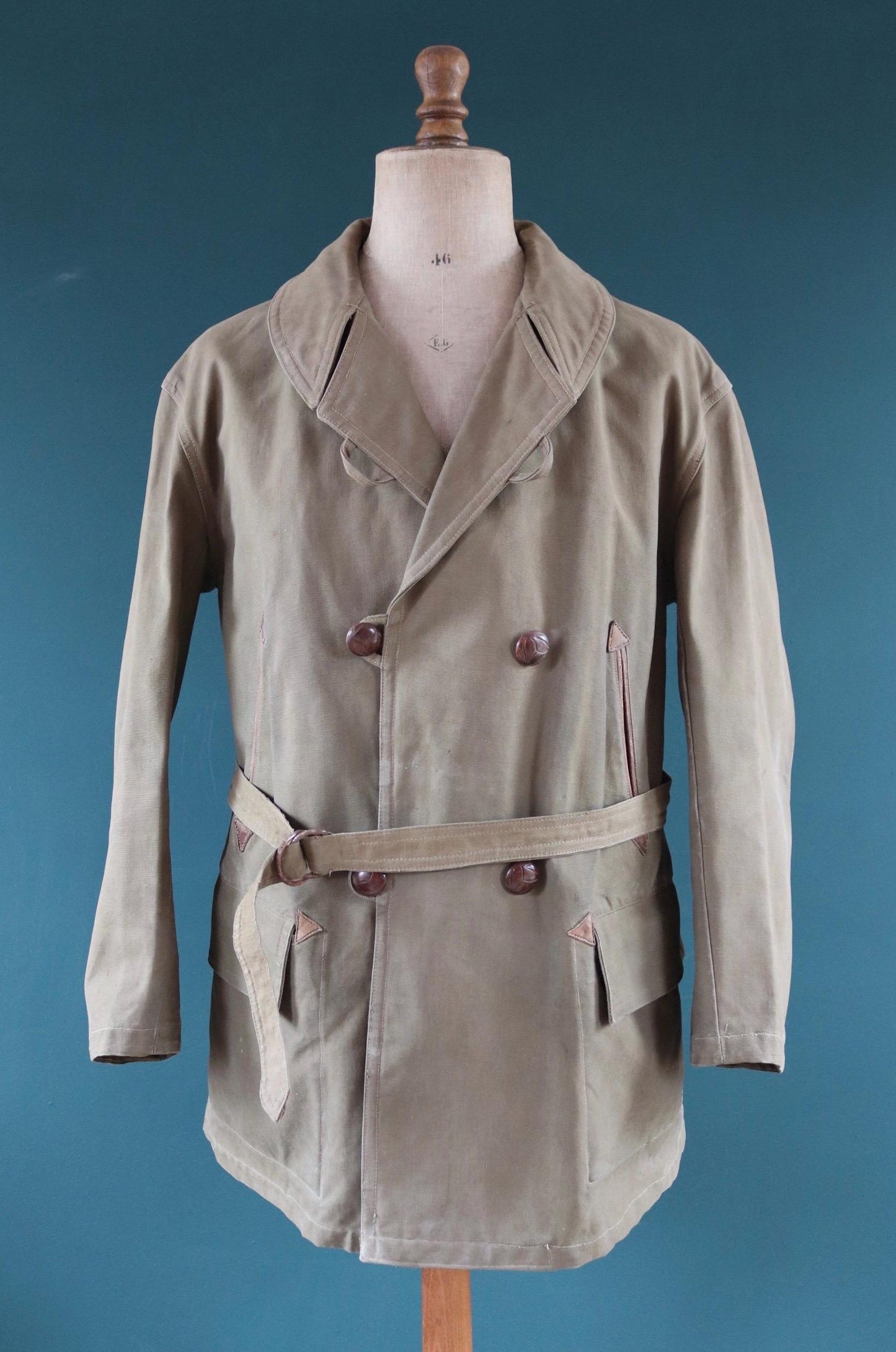 Vintage 1950s French mackinaw jacket - canvas Canadienne - barnstormer coat - 49” chest