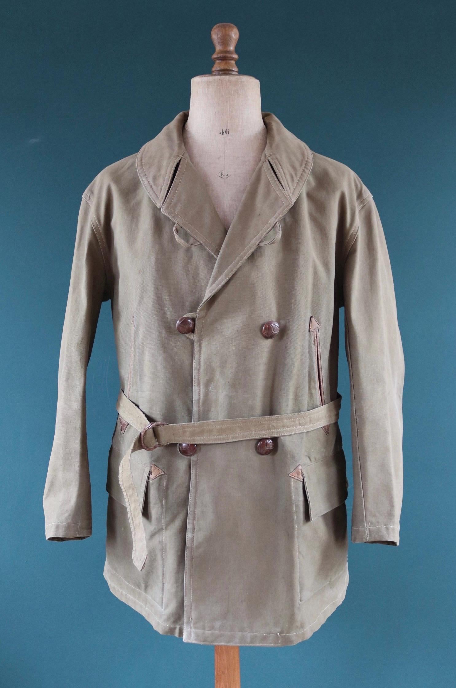 Vintage 1950s French mackinaw jacket - canvas Canadienne - barnstormer coat - 49” chest