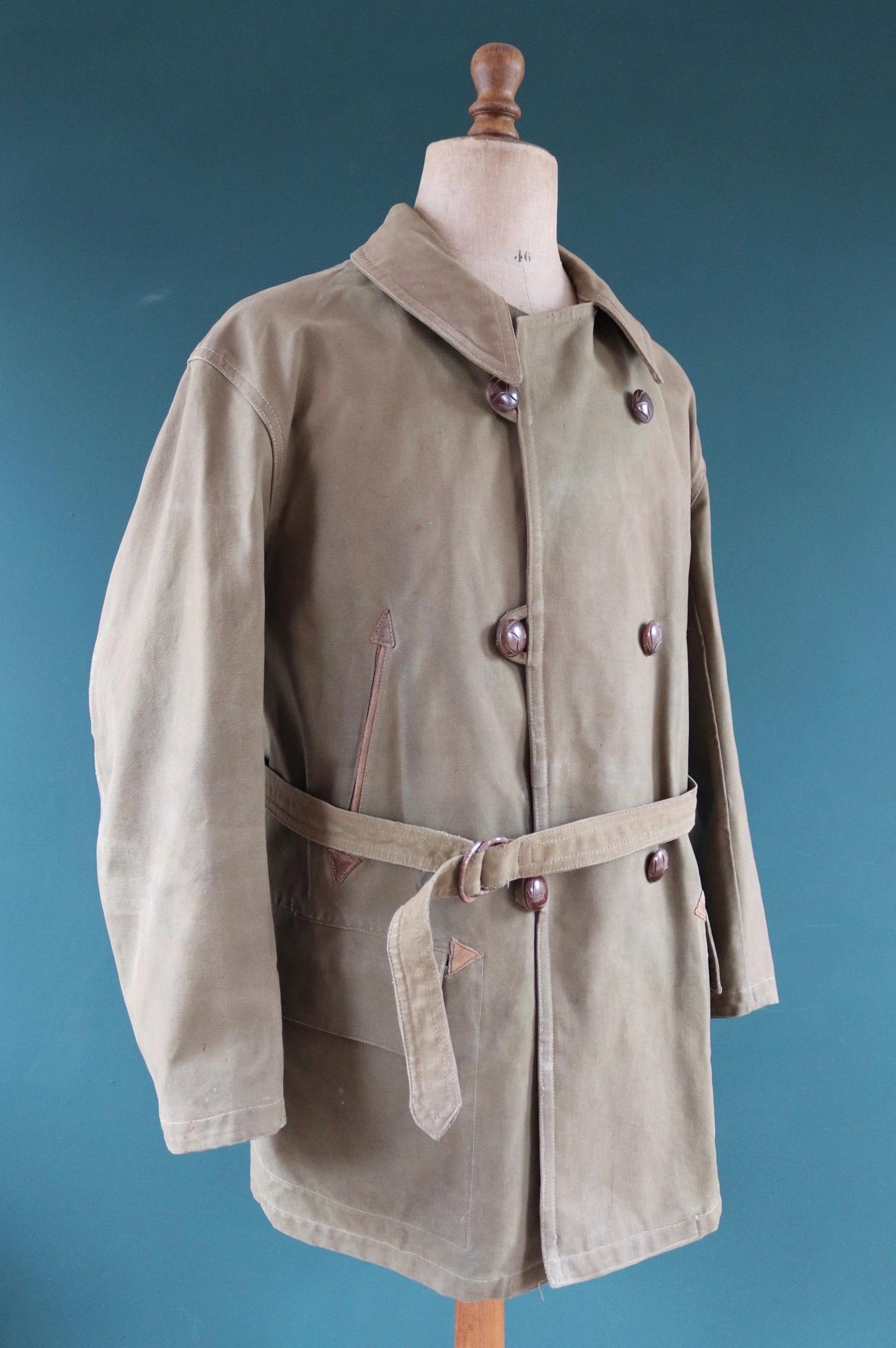 Vintage 1950s French mackinaw jacket - canvas Canadienne - barnstormer coat - 49” chest