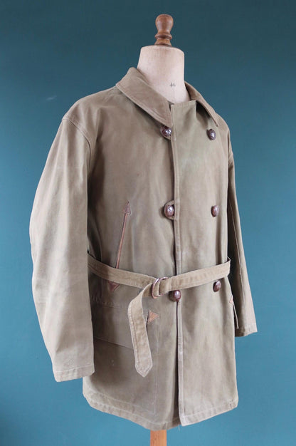 Vintage 1950s French mackinaw jacket - canvas Canadienne - barnstormer coat - 49” chest