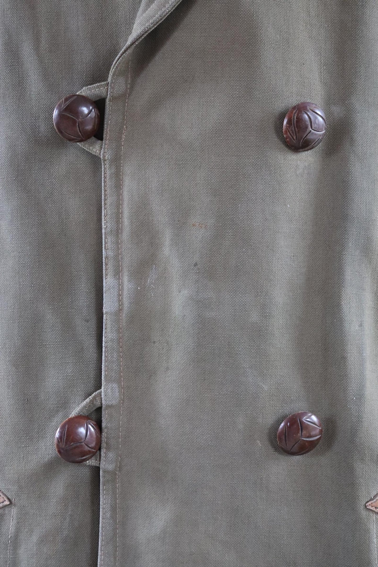 Vintage 1950s French mackinaw jacket - canvas Canadienne - barnstormer coat - 49” chest