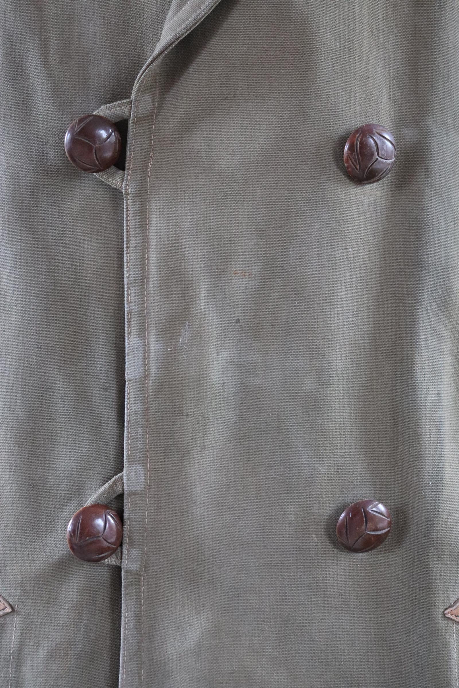 Vintage 1950s French mackinaw jacket - canvas Canadienne - barnstormer coat - 49” chest