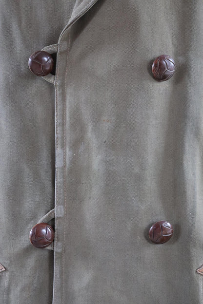 Vintage 1950s French mackinaw jacket - canvas Canadienne - barnstormer coat - 49” chest