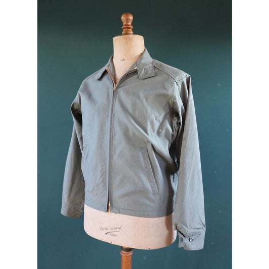 Vintage 1960s jacket - Ivy League zip up anorak - sage green Drizzler with storm collar - shower proof - 42" chest