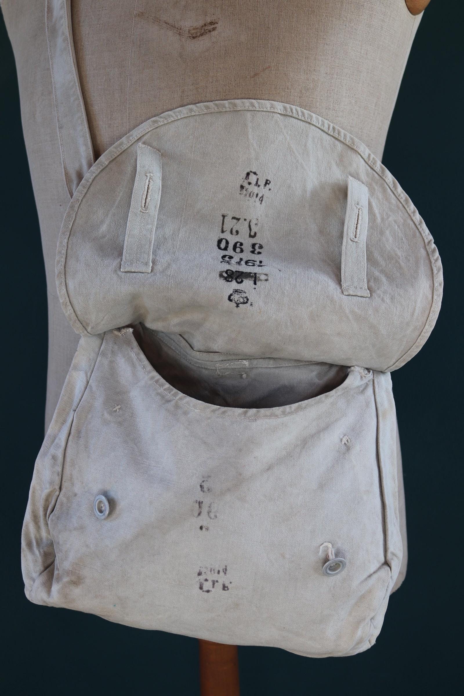 Antique WW1 military bag - Swedish army musette - cotton cross body bread bag - mattornist