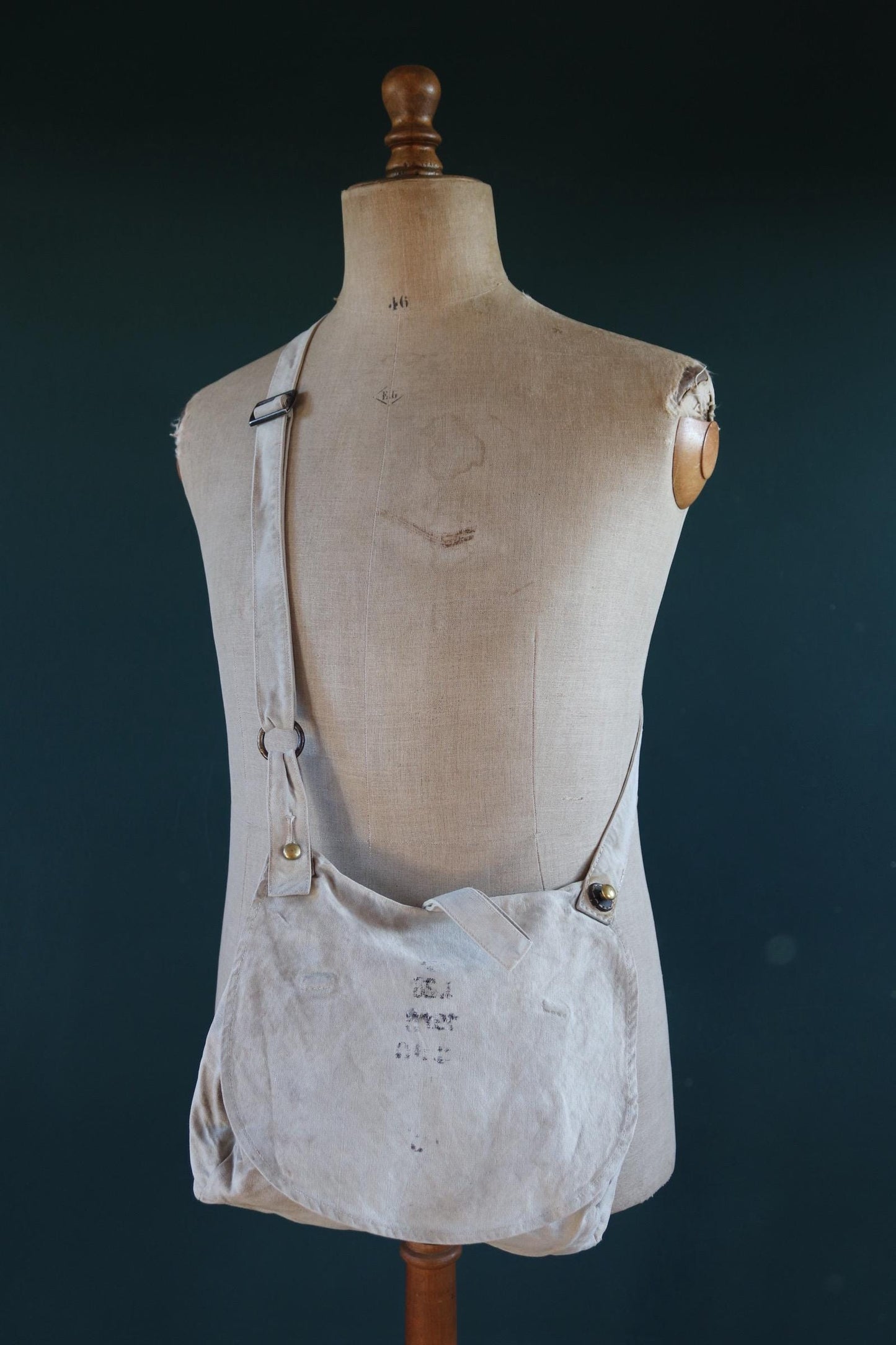 Antique WW1 military bag - Swedish army musette - cotton cross body bread bag - mattornist