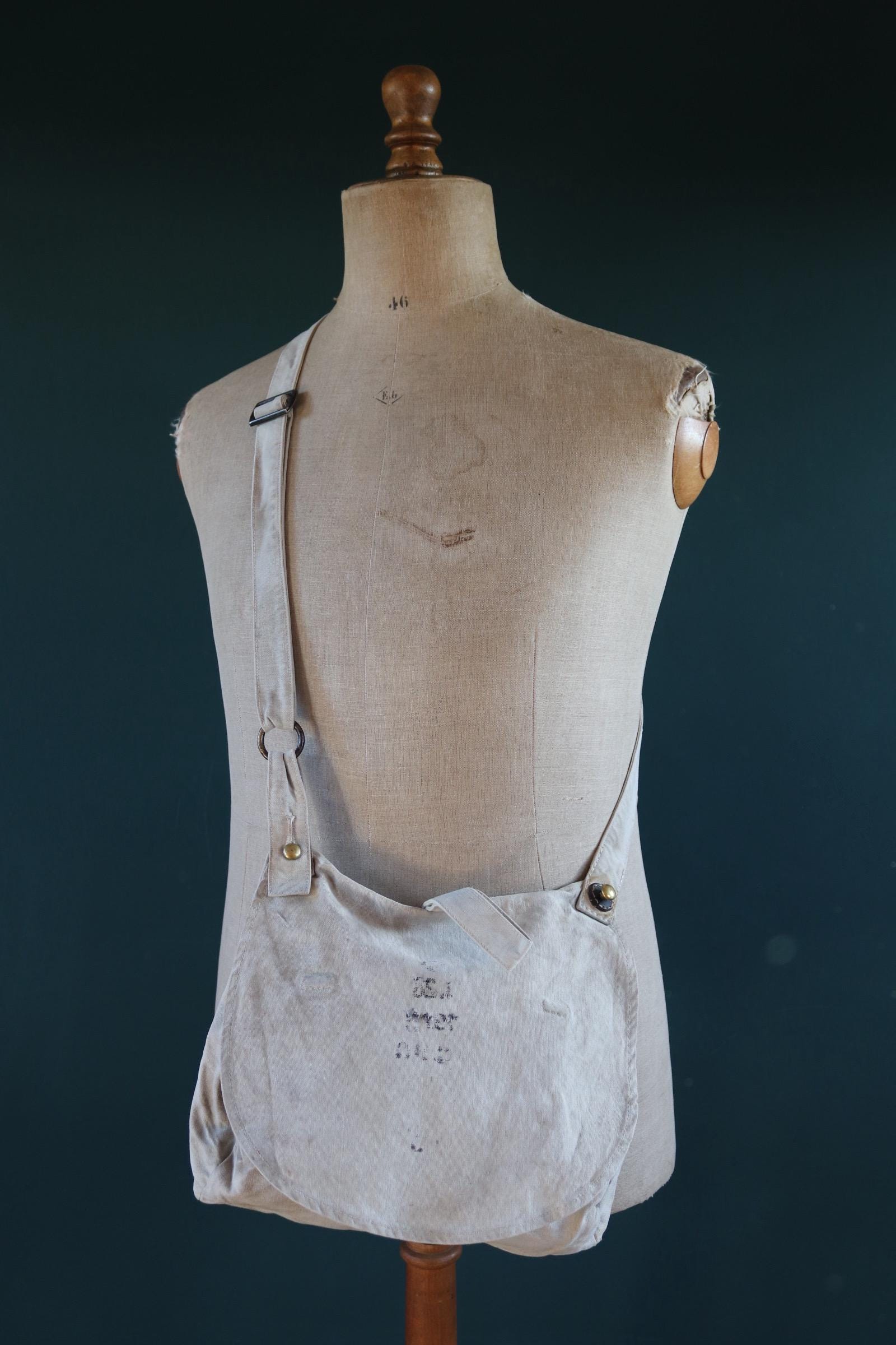 Antique WW1 military bag - Swedish army musette - cotton cross body bread bag - mattornist