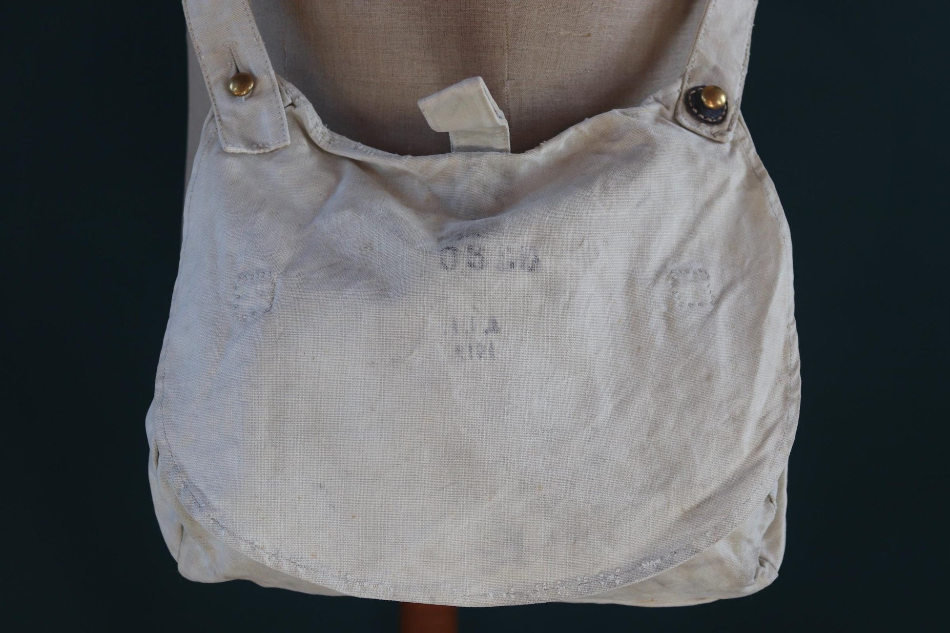 Antique WW1 military bag - Swedish army musette - cotton cross body bread bag - mattornist