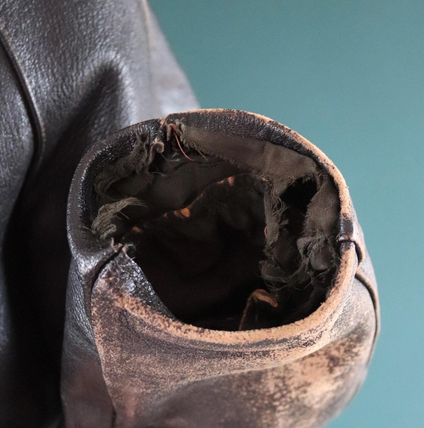 Vintage 1950s Italian black cropped leather jacket - motorcycle blouson - half belt - 45” chest