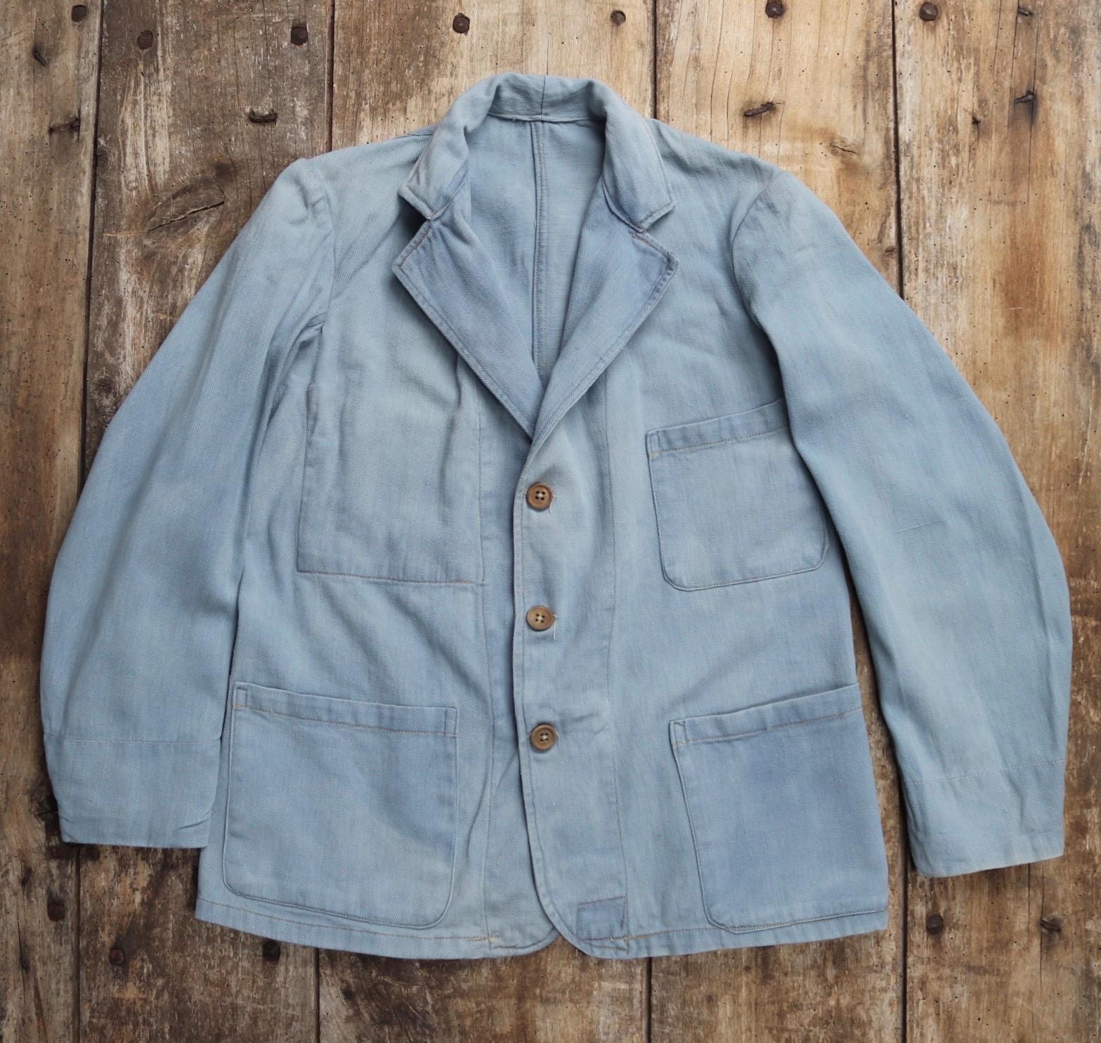 Vintage 1930s French blue workwear jacket - 1940s chore coat - 35" chest