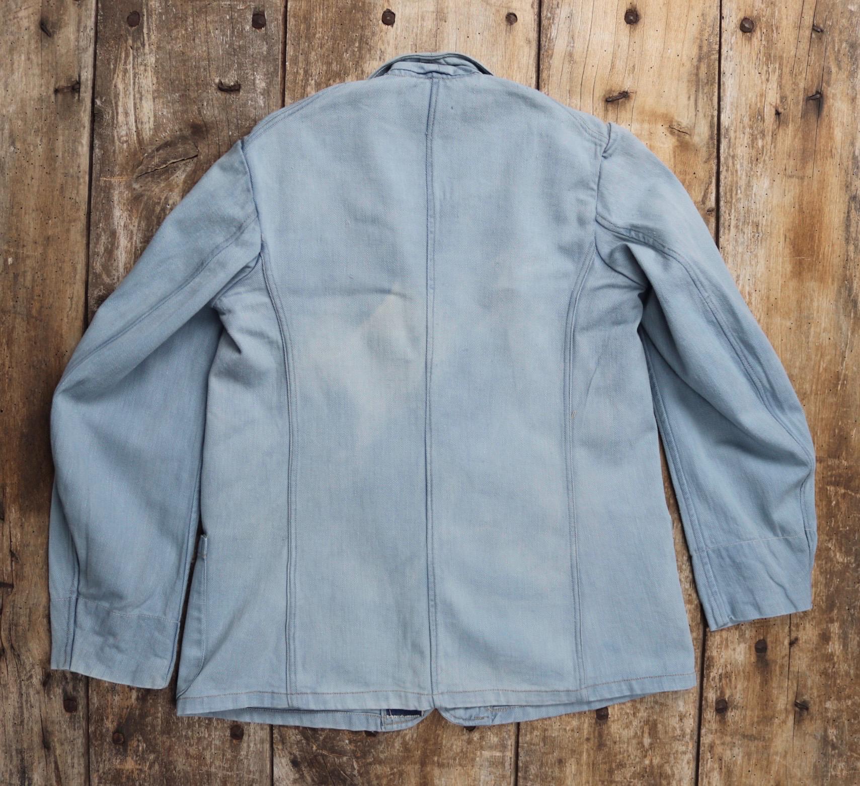 Vintage 1930s French blue workwear jacket - 1940s chore coat - 35" chest