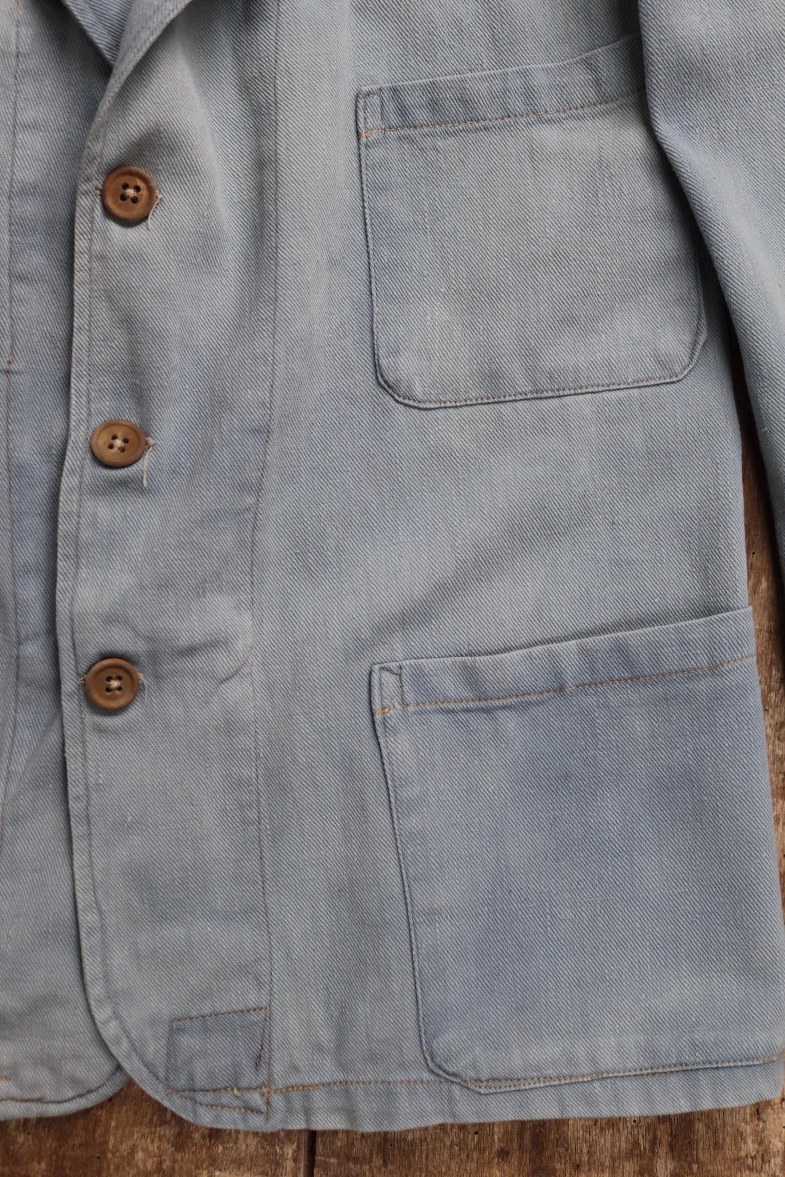 Vintage 1930s French blue workwear jacket - 1940s chore coat - 35" chest