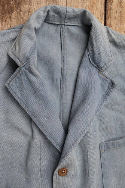 Vintage 1930s French blue workwear jacket - 1940s chore coat - 35" chest