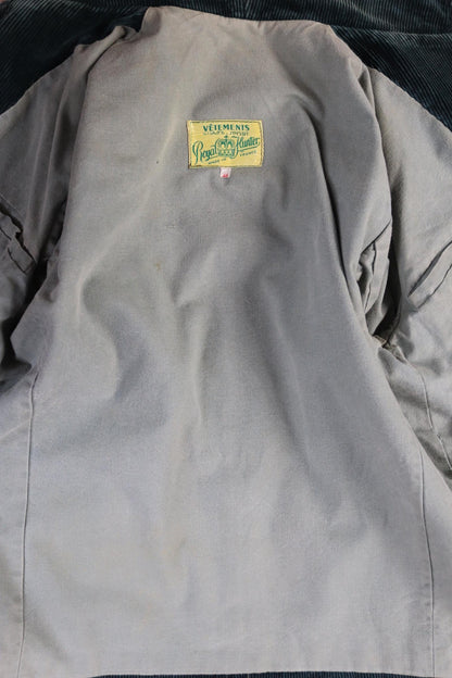 Vintage French workwear jacket - green corduroy - gamekeeper chore coat - 44” chest