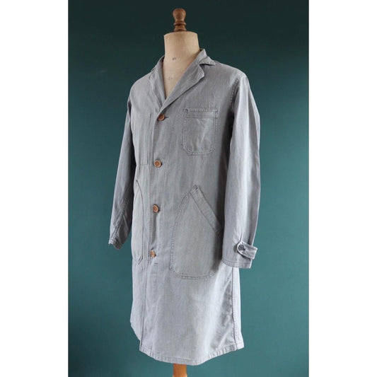 Vintage 1950s French workwear jacket - 1960s overalls - grey duster chore coat - 40” chest