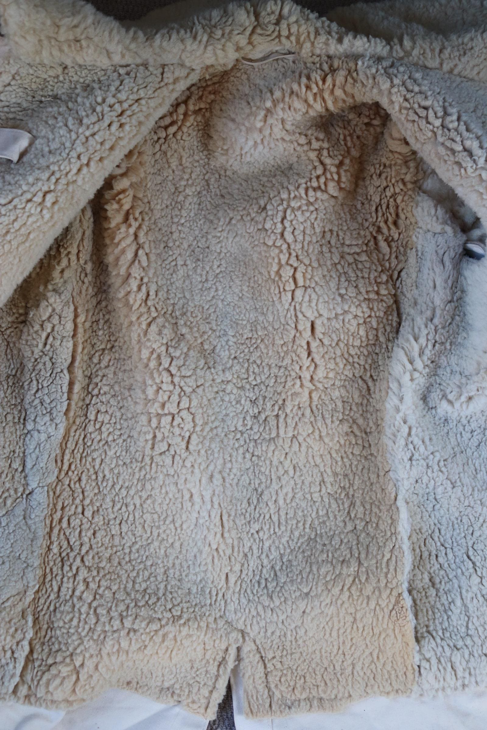 Vintage 1940s Swedish Livpäls sheepskin coat - military greatcoat - 50” chest