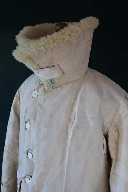 Vintage 1940s Swedish Livpäls sheepskin coat - M1944 - military greatcoat - 47” chest