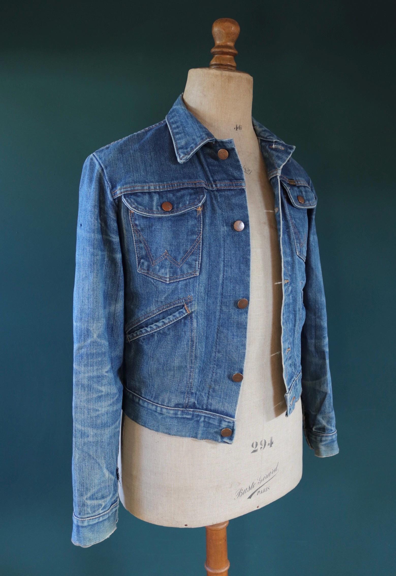 Vintage 1970s Wrangler jacket - denim workwear - whisker fades - 38" chest