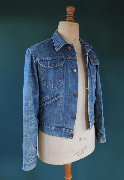 Vintage 1970s Wrangler jacket - denim workwear - whisker fades - 38" chest