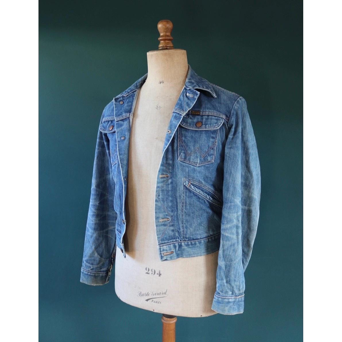Vintage 1970s Wrangler jacket - denim workwear - whisker fades - 38" chest