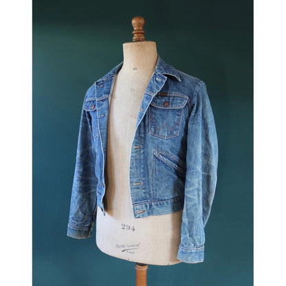 Vintage 1970s Wrangler jacket - denim workwear - whisker fades - 38" chest