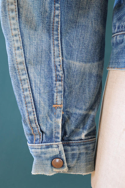 Vintage 1970s Wrangler jacket - denim workwear - whisker fades - 38" chest