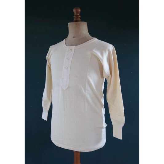 Vintage 1940s 50s French wool undershirt - Henley shirt - thermal base layer - 38" chest