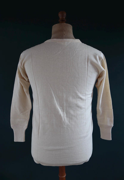 Vintage 1940s 50s French wool undershirt - Henley shirt - thermal base layer - 38" chest