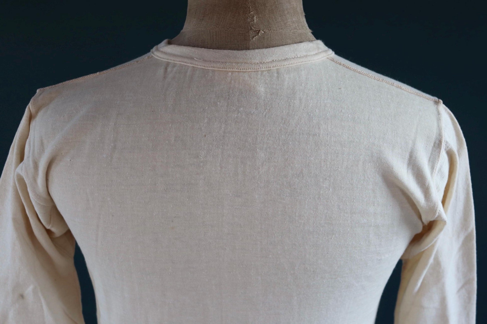 Vintage 1940s 50s French wool undershirt - Henley shirt - thermal base layer - 38" chest
