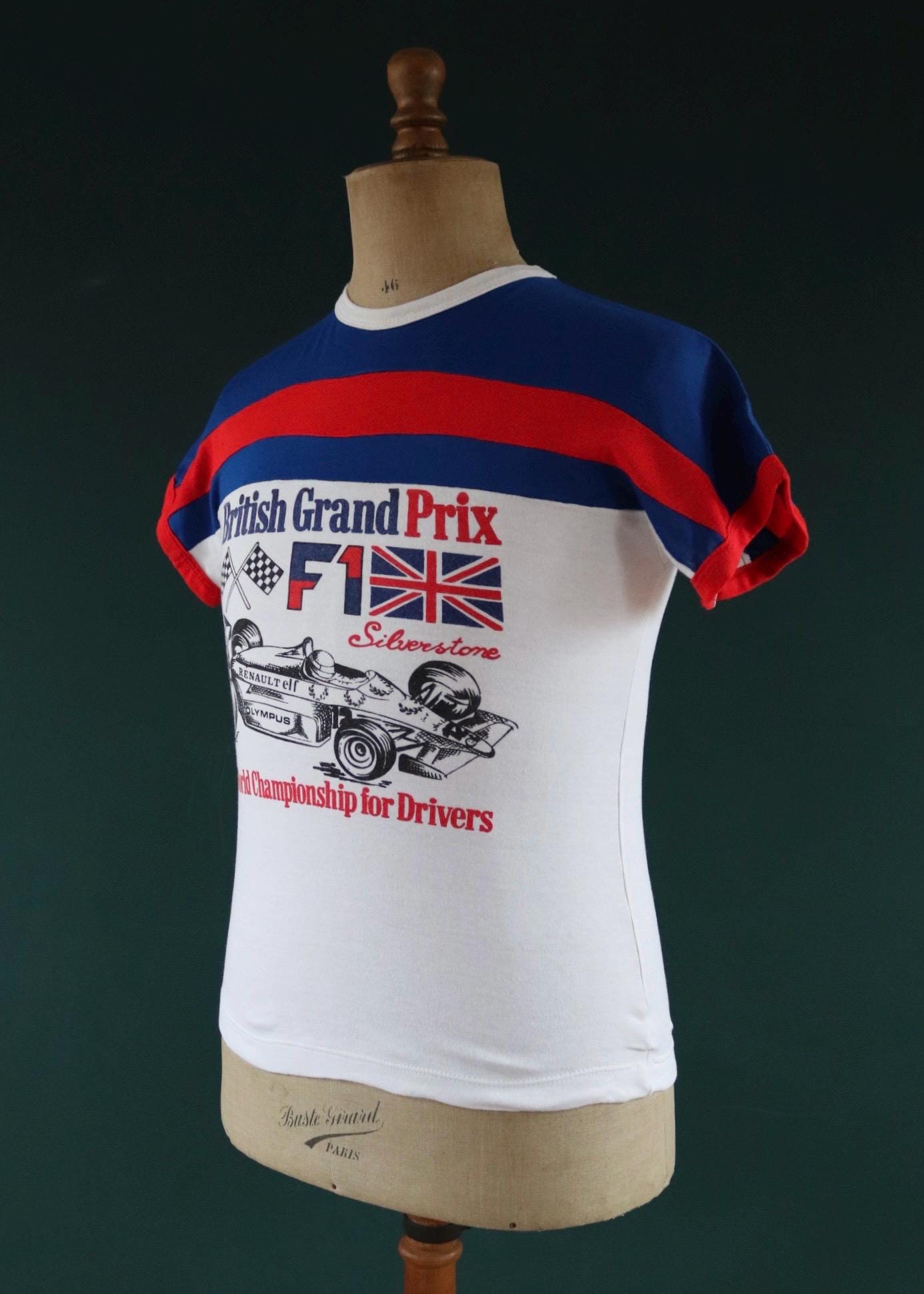 Vintage 1970s British F1 t shirt - 1980s Silverstone ringer tee - Formula one memorabilia - 33" chest