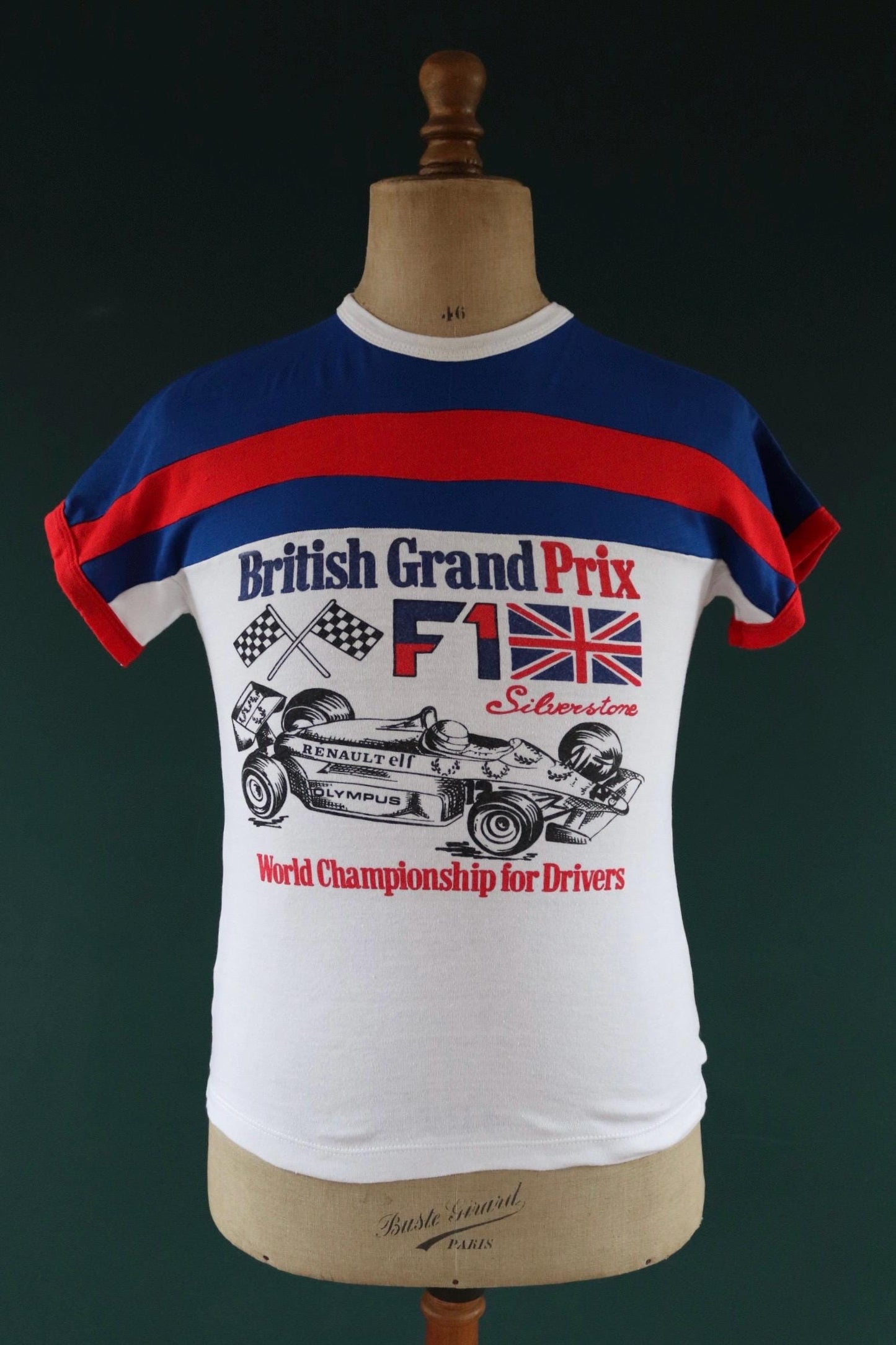 Vintage 1970s British F1 t shirt - 1980s Silverstone ringer tee - Formula one memorabilia - 33" chest