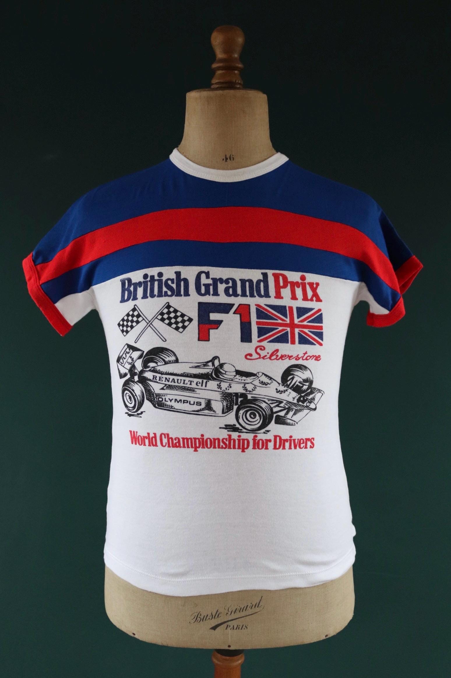 Vintage 1970s British F1 t shirt - 1980s Silverstone ringer tee - Formula one memorabilia - 33" chest