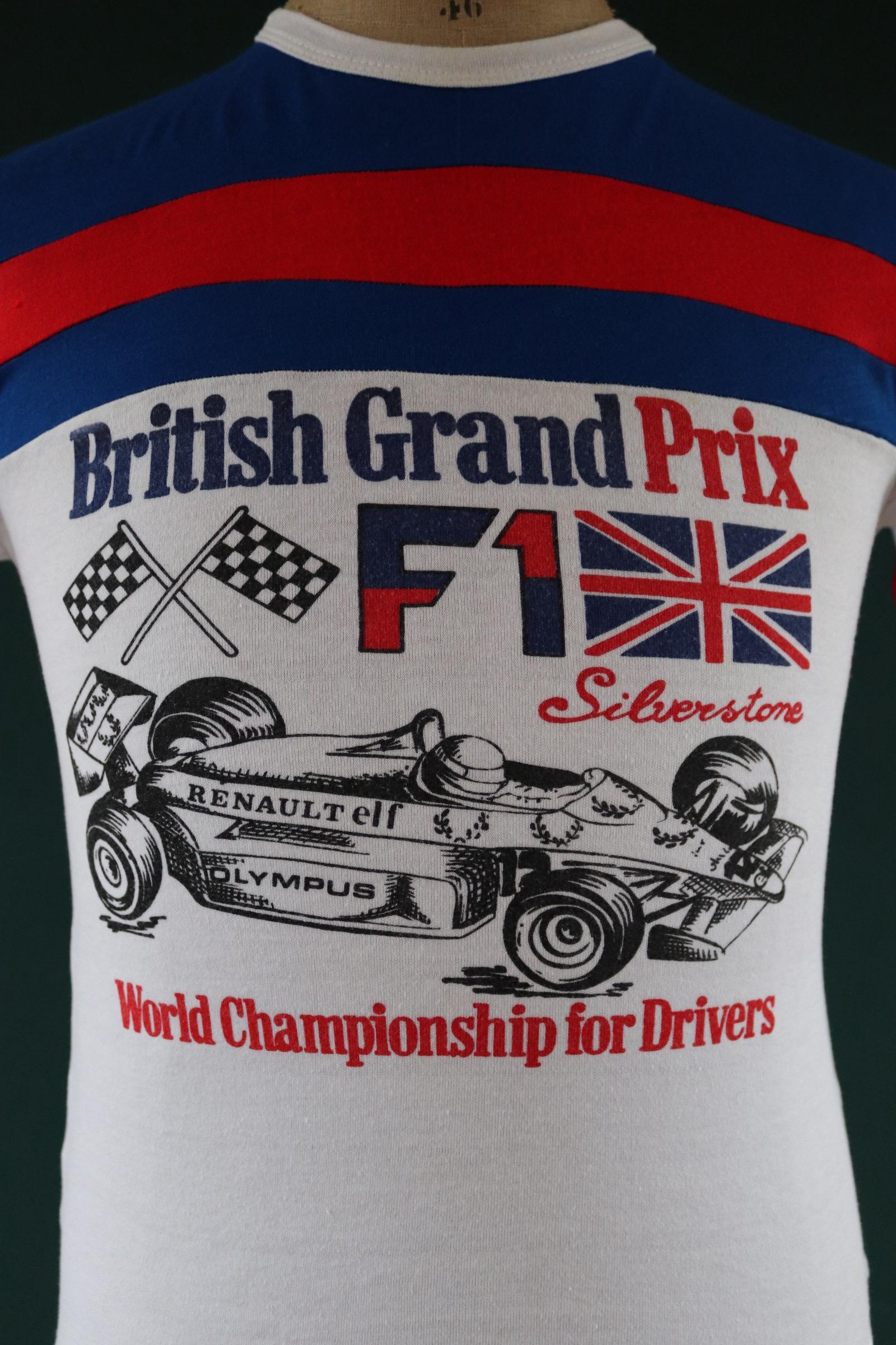 Vintage 1970s British F1 t shirt - 1980s Silverstone ringer tee - Formula one memorabilia - 33" chest