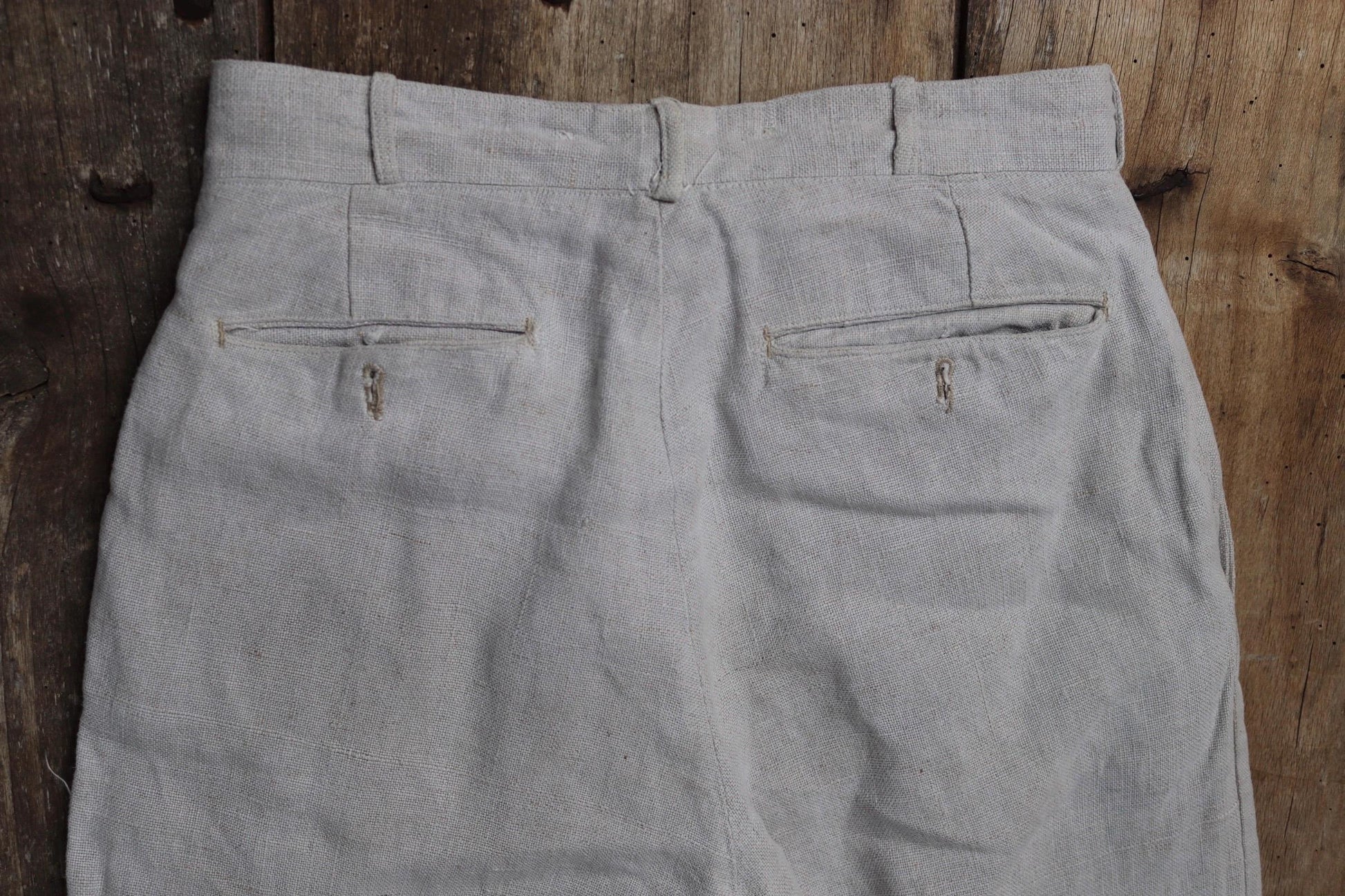 Vintage French linen trousers - 1920s wide leg pants - riviera style - 25” x 25”