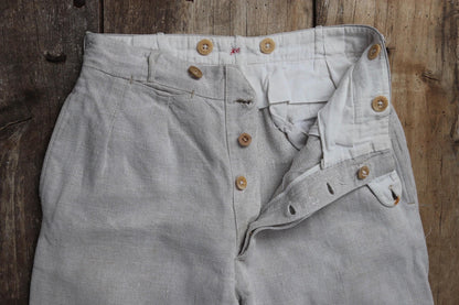 Vintage French linen trousers - 1920s wide leg pants - riviera style - 25” x 25”