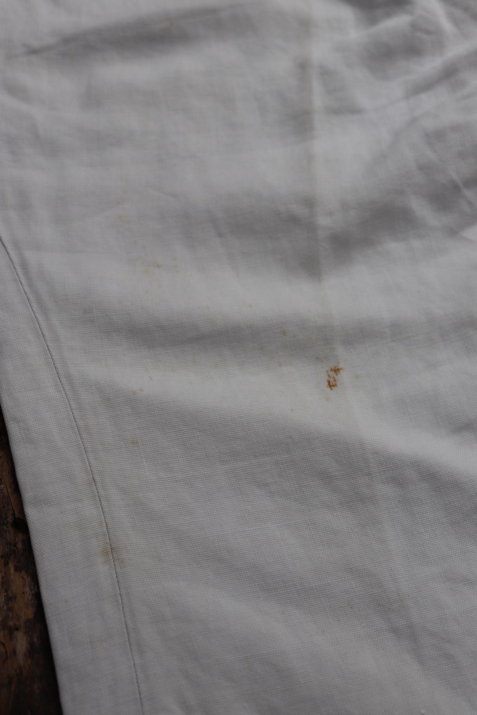 Vintage 1920s French white linen trousers - buckle back pants - 31” x 30”