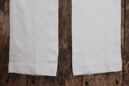 Vintage 1920s French white linen trousers - buckle back pants - 31” x 30”