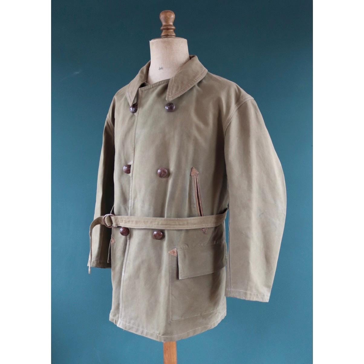 Vintage 1950s French mackinaw jacket - canvas Canadienne - barnstormer coat - 49” chest