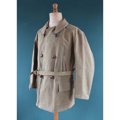 Vintage 1950s French mackinaw jacket - canvas Canadienne - barnstormer coat - 49” chest
