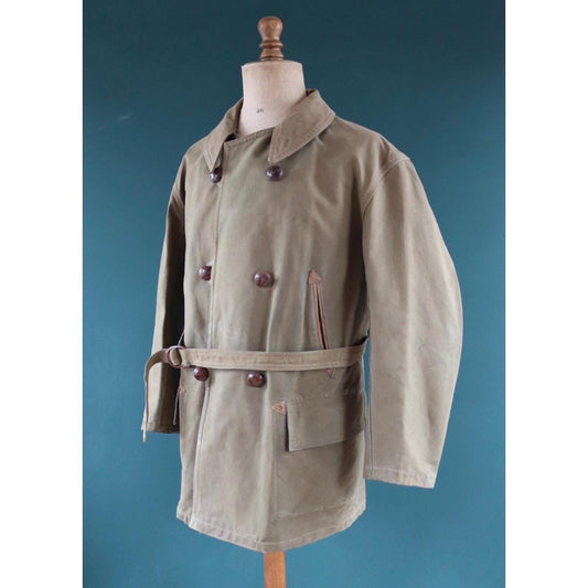 Vintage 1950s French mackinaw jacket - canvas Canadienne - barnstormer coat - 49” chest
