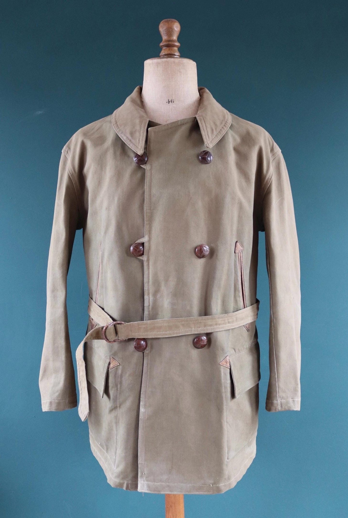 Vintage 1950s French mackinaw jacket - canvas Canadienne - barnstormer coat - 49” chest