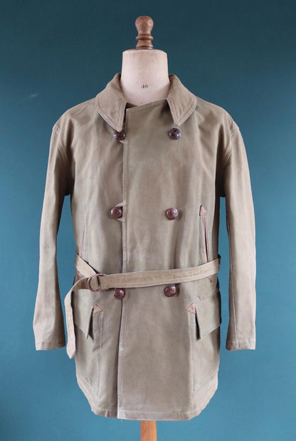 Vintage 1950s French mackinaw jacket - canvas Canadienne - barnstormer coat - 49” chest