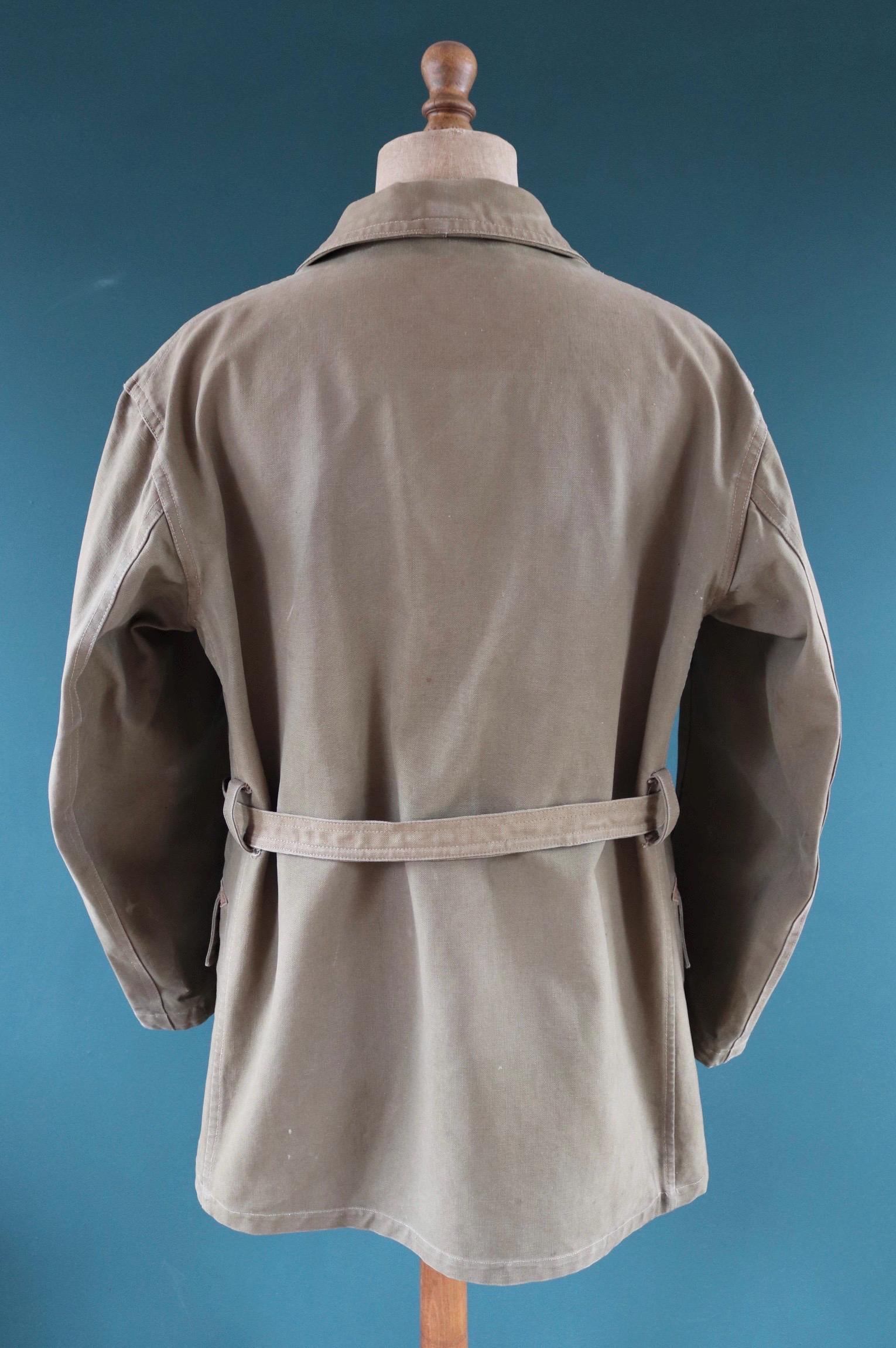 Vintage 1950s French mackinaw jacket - canvas Canadienne - barnstormer coat - 49” chest