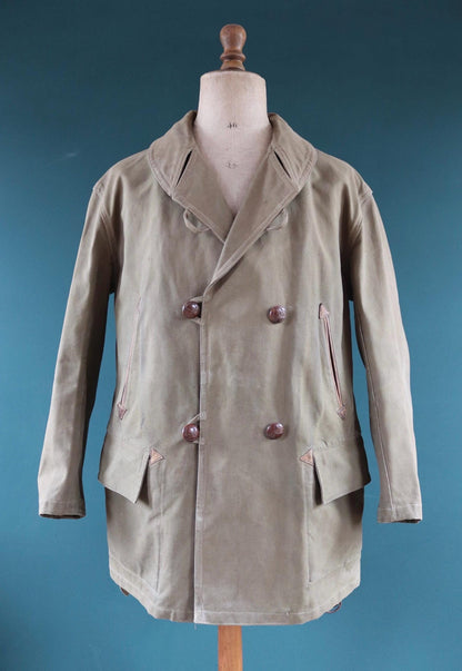 Vintage 1950s French mackinaw jacket - canvas Canadienne - barnstormer coat - 49” chest